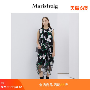 玛丝菲尔无袖 连衣裙女装 春季 拼色裙子 Marisfrolg 新款 中长款