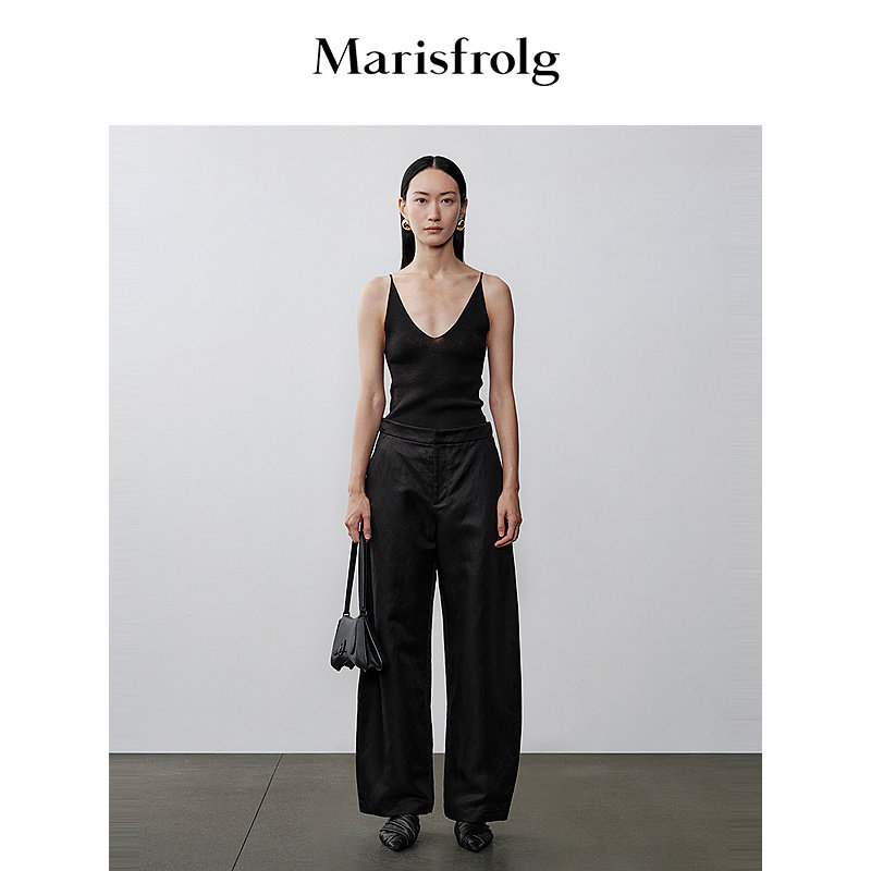 Marisfrolg玛丝菲尔秋季新款修身显瘦羊毛百搭V领针织吊带背心女