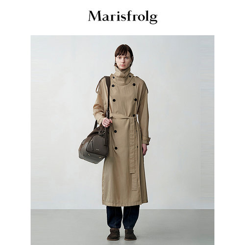 【精简美学】Marisfrolg玛丝菲尔秋季落肩撞色纽扣松弛风衣外套女