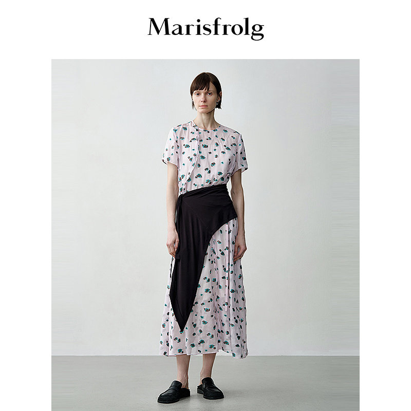 【桑蚕丝100%】Marisfrolg玛丝菲尔夏季提花碎花色收腰连衣裙女士