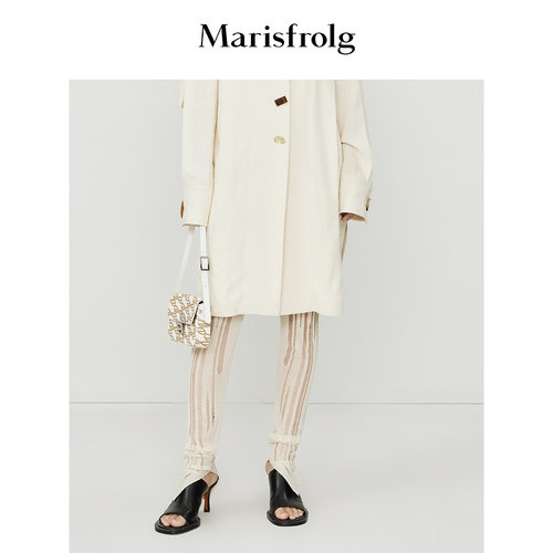 Marisfrolg玛丝菲尔秋季新款针织米白镂空打底裤女
