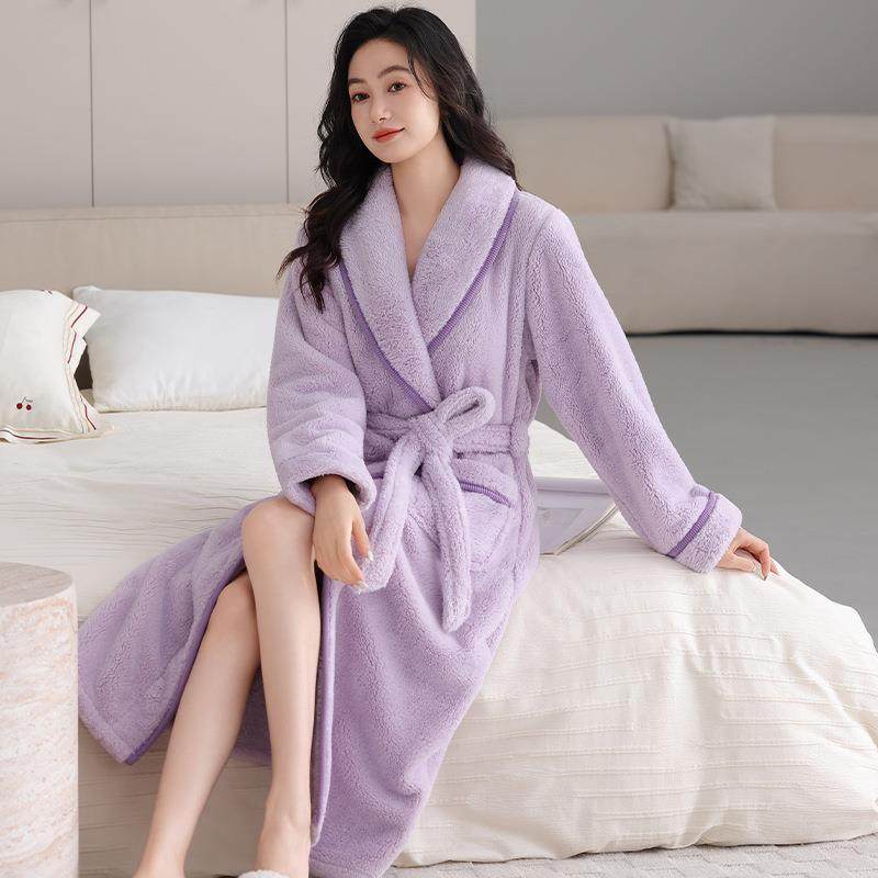 珊瑚绒睡袍女冬季新款加厚