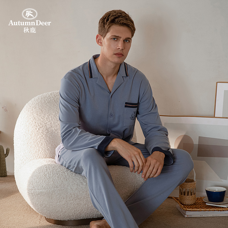 秋鹿2022年新款春秋睡衣爸爸装