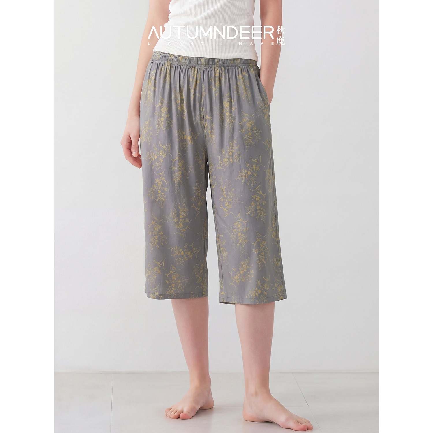 RC梭织抗菌印花女七分裤