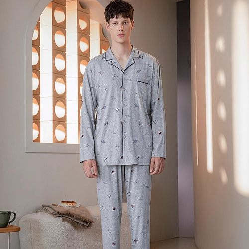春季新款男士时尚印花睡衣