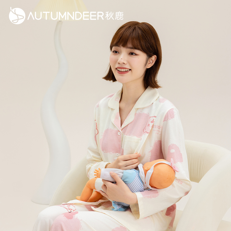 秋鹿孕妇春夏季睡衣女纯棉月子服