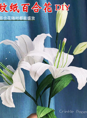 皱纹纸仿真百合花手工材料包花束