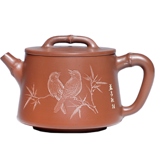 有石间广西钦州坭兴陶茶具 汉瓦 钟毅和黎昌权大师作品纯手工茶壶
