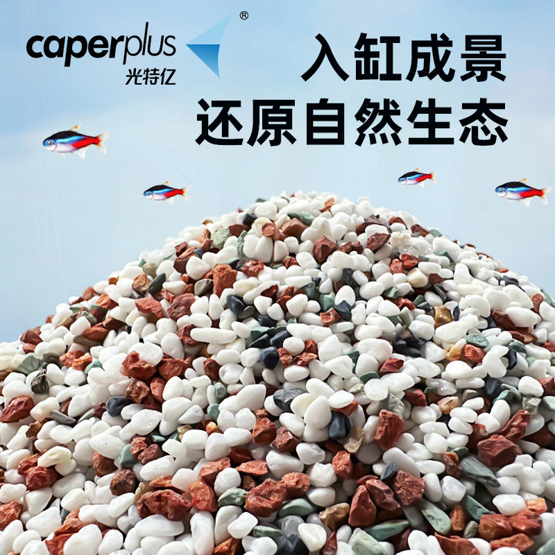 光特亿五彩石原生溪流石鱼缸造景石子铺底部摆件水族箱装饰雨淋沙