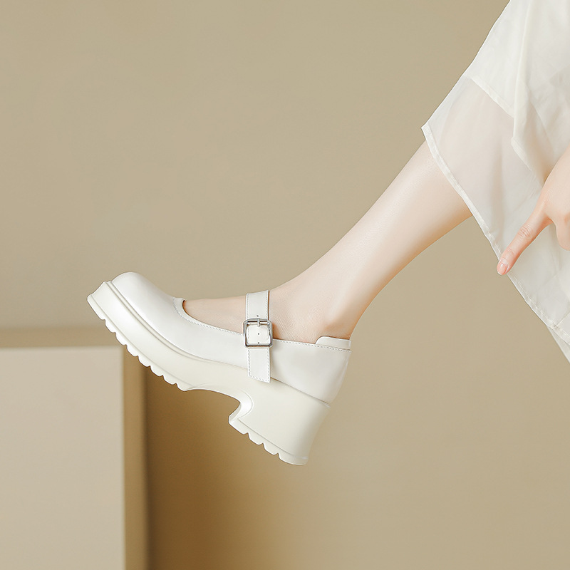 新品甜酷风玛丽珍鞋女2023新款粗跟高跟女生单鞋复古百搭厚底小皮