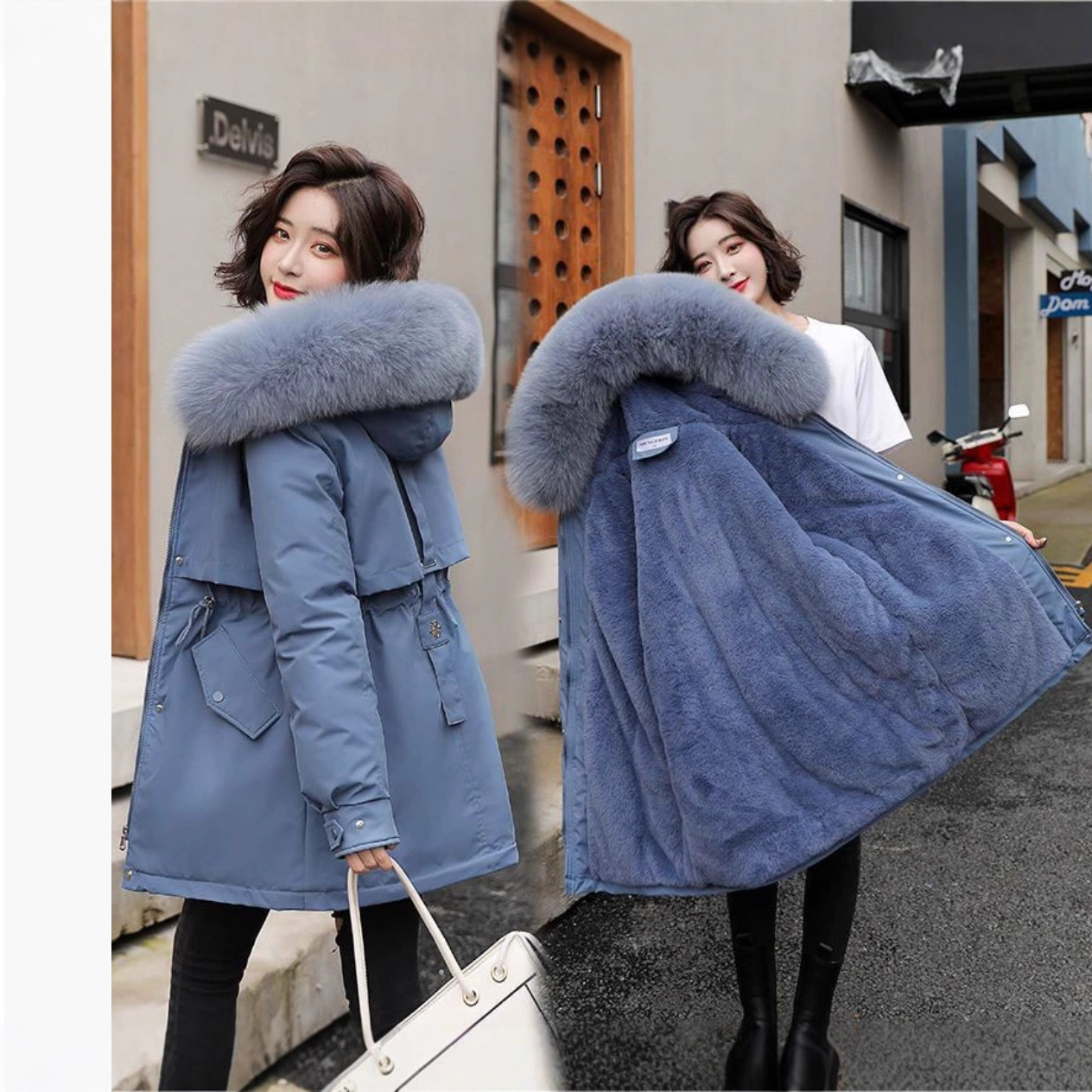 新品派克服棉衣冬装2025新款羽绒棉服女中长款韩版宽松大码棉袄外