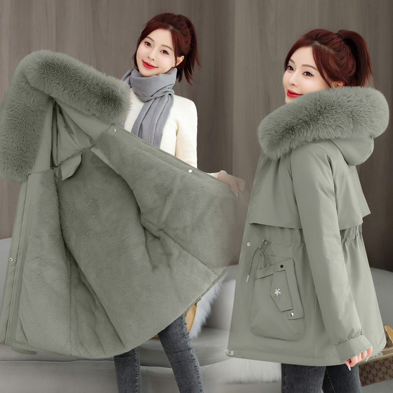 新品加绒加厚2025冬季新款派克服棉衣女韩版短款棉服收腰外套保暖