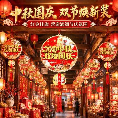 日晞中秋国庆吊旗挂旗十一装饰品