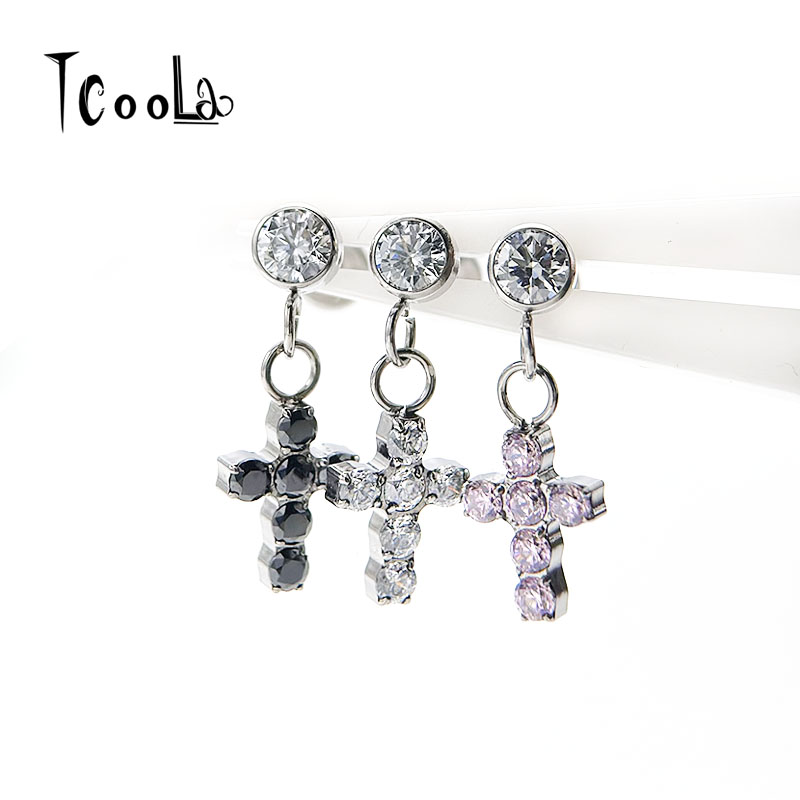 钛合金十字架吊坠耳钉精致高抛光