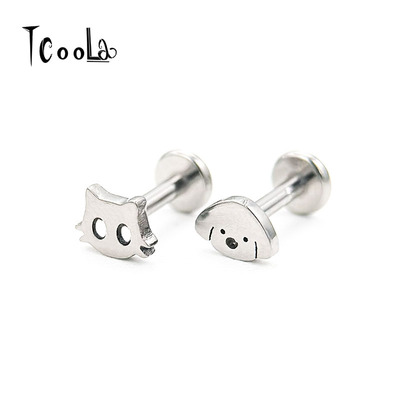 钛合金小狗猫咪耳钉萌趣可爱耳饰