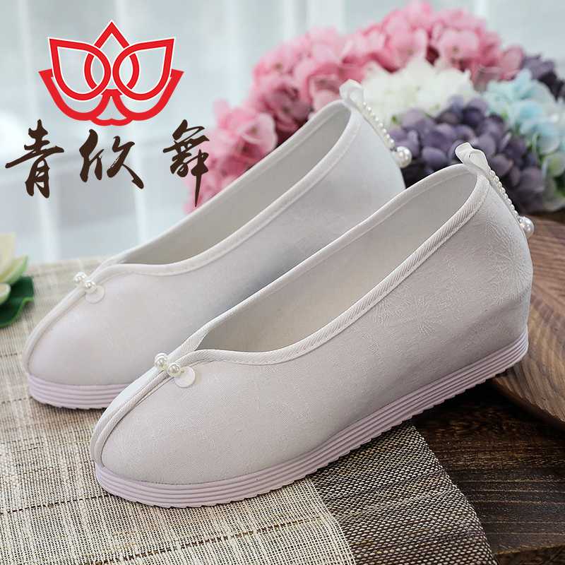 原创古风女明制淡雅布鞋禅意茶服