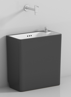 元匠北欧灰色家用迷你洗拖把池阳台卫生间20cm小户型陶瓷带侧排污