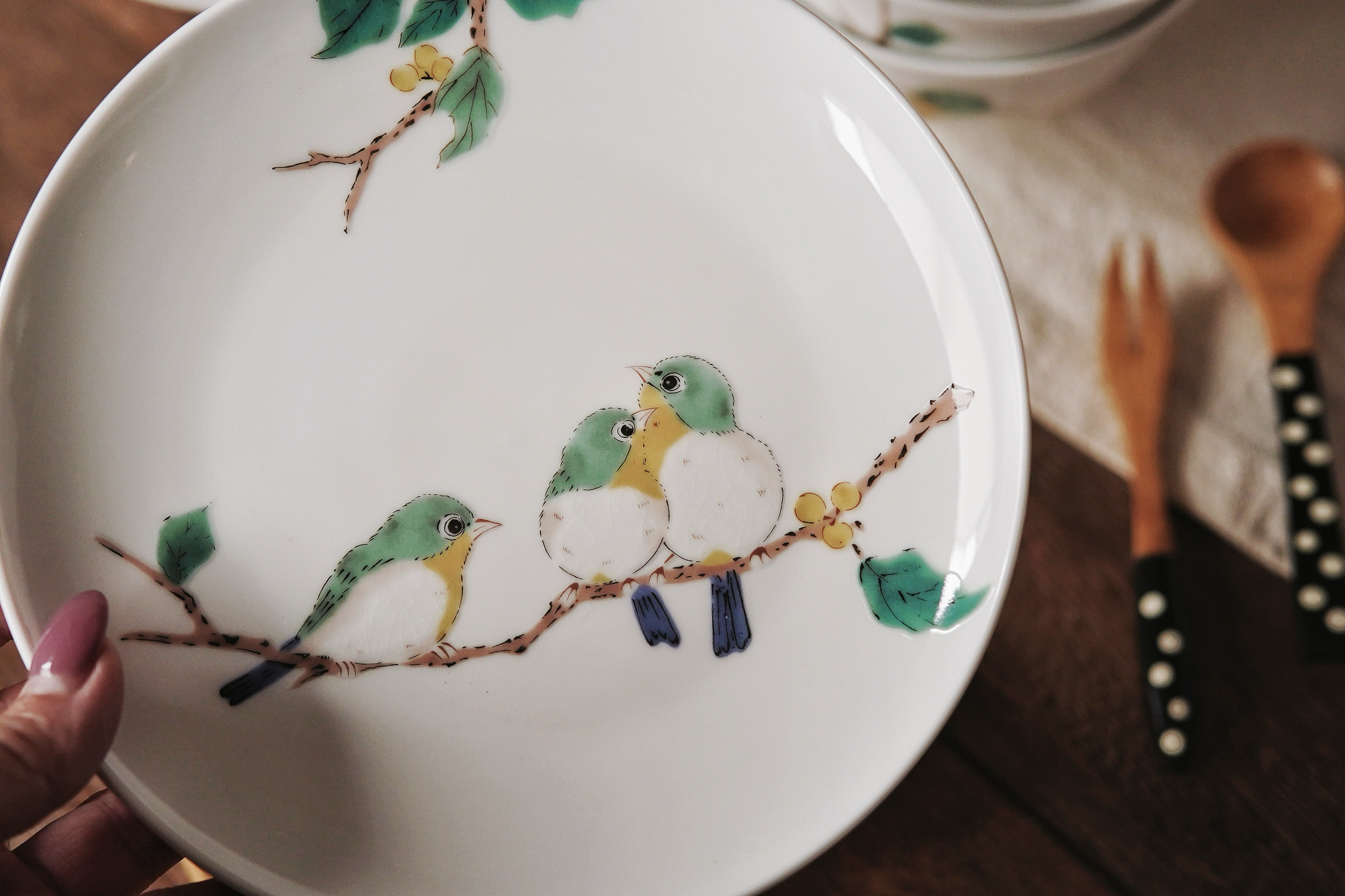 日单绣眼鸟系列餐具饭碗餐盘家用陶瓷 礼盒包装超高品质 乔迁礼物