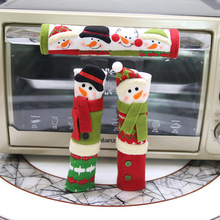 Christmas double door handle snowman fabric protective cover