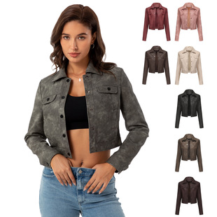 Thin leather jacket for women's casual fashion jacket薄皮衣
