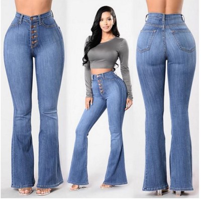 women Bell bottoms jeans trousers 女喇叭裤阔腿牛仔裤 NZK-658