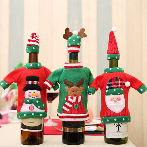 Christmas Embroidered Wine Bottle hat Table Decoration cap
