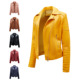 top leathe Short suit women motorcycle jacket lapel girl