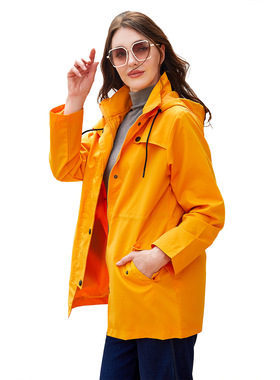 Windbreaker women mid length cardigan hooded jacket中长外套