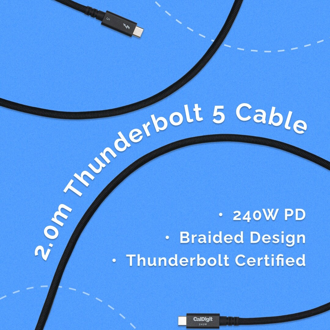 CalDigit雷电5编织数据线Thunderbolt 5 Pro 240W连接线2米