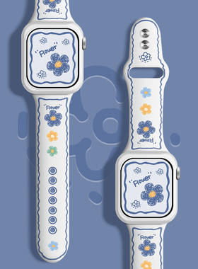适用iwatch表带苹果手表applewatch6代7SE5/4/3/2/1代潮牌卡通硅胶运动44mm42女38mm40通用iphoneseries6表带
