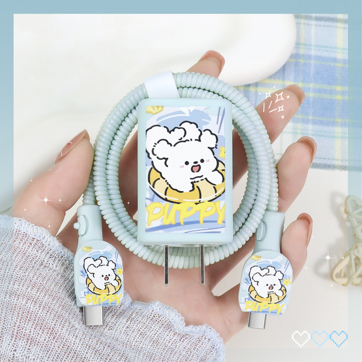 充电器数据线保护套简约印花新款