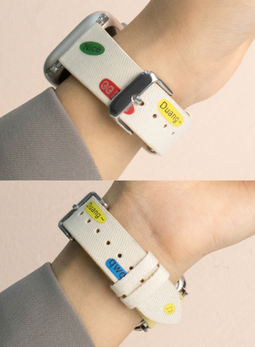 适用于applewatch苹果手表iwatch表带夏天潮流时尚1/2/3/4/5/6/7/se/series ultra女生帆布款表带简约黄色s9