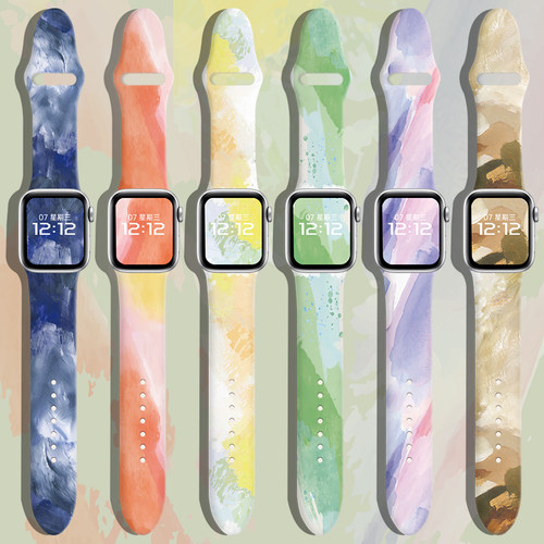 适用applewatch7表带印花42mm40