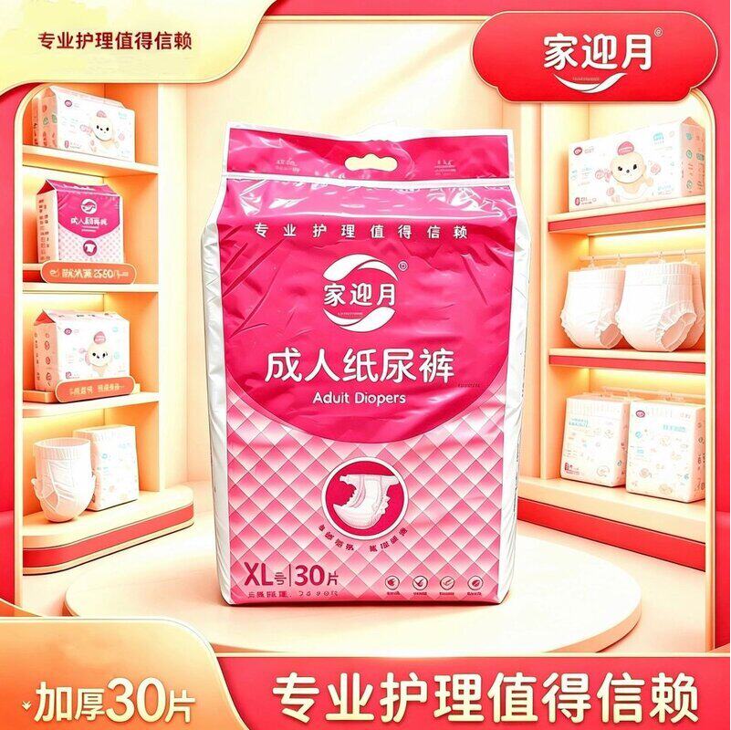 家迎月成人纸尿裤加厚老人尿不湿老年人大码专用男女大码粘贴失禁