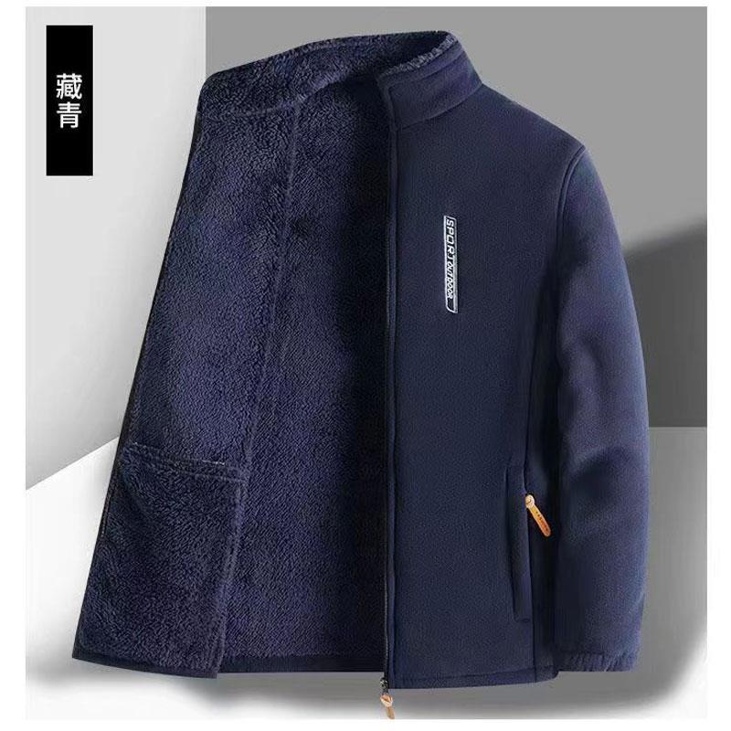 摇粒绒外套男爸爸加厚颗粒绒开衫粒子绒上衣男士秋季外套抓绒外衣