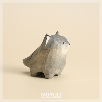 木雕大灰狼桌面摆件可爱女生生肖小羊情侣一对装饰情人节生日礼物