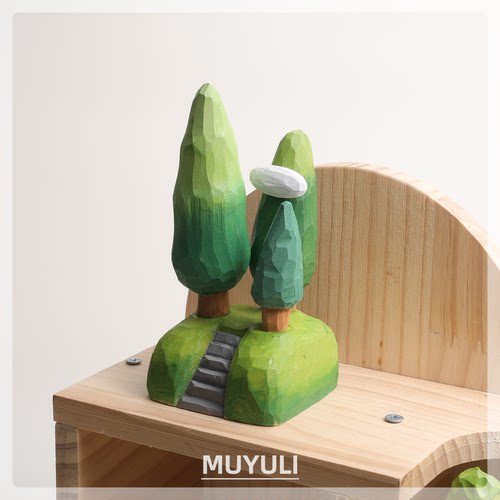 手工木雕森林丨大树办公桌工位稳定情绪桌面装饰摆件生肖礼物女