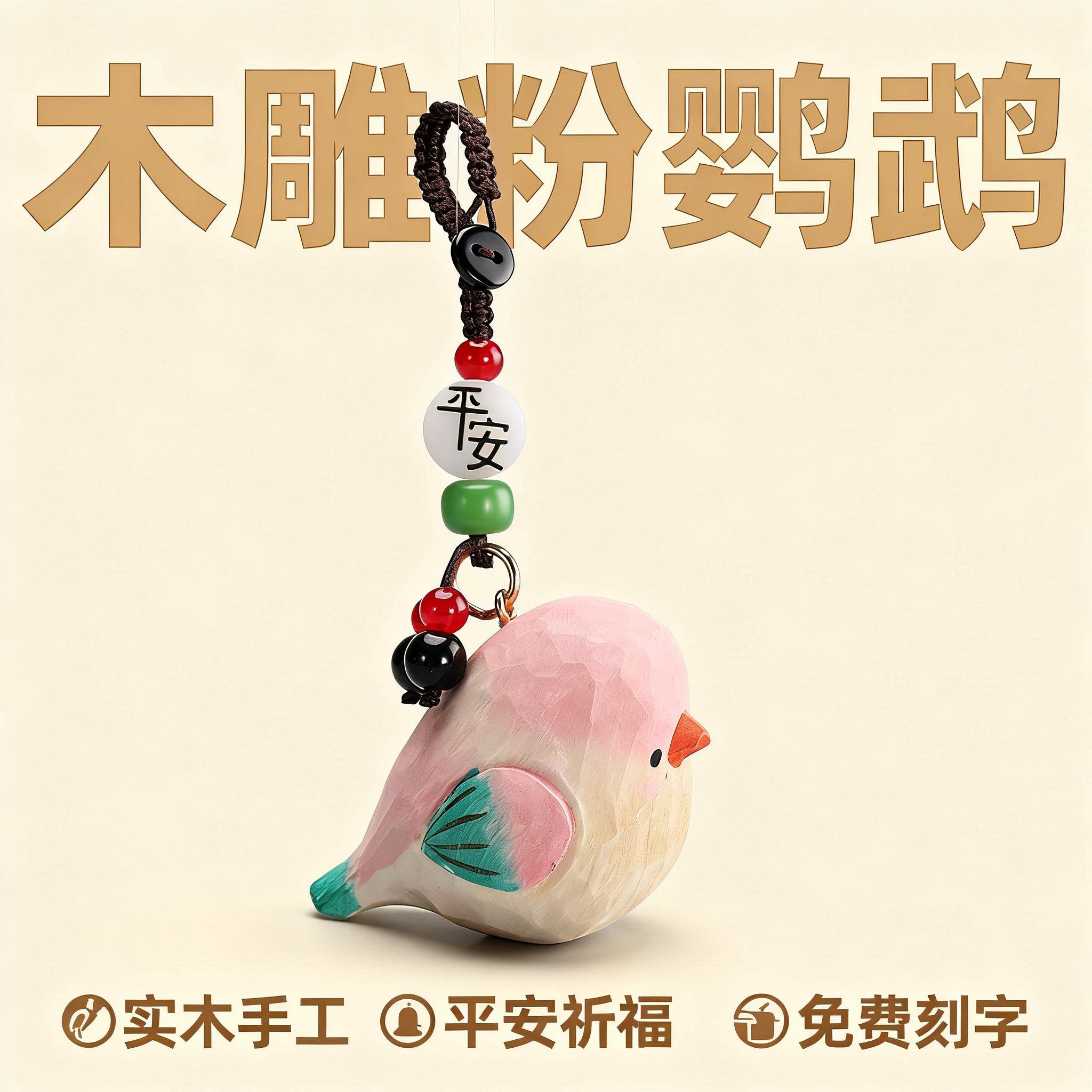手工木雕鹦鹉小鸟丨汽车钥匙扣2025年男士女生书包背包挂件礼物图片