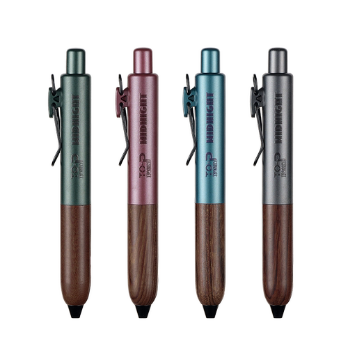 塔诺塞暗夜系中性笔小巧胖胖笔潮流复古风檀木笔握进口笔芯0.5黑色浓墨按动水笔便携口袋笔 复古色同款三菱笔