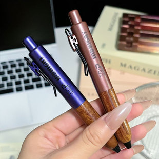 TANOOCI塔诺塞暗夜限定小胖笔檀木0.5低重心黑色中性笔笔芯0.5浓墨按动水笔便携口袋笔 复古色签字黑笔三菱笔