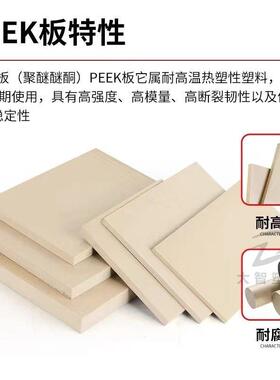 本色peek板棒数控cnc加工黑色聚醚醚酮板防静电加纤peek板材零切