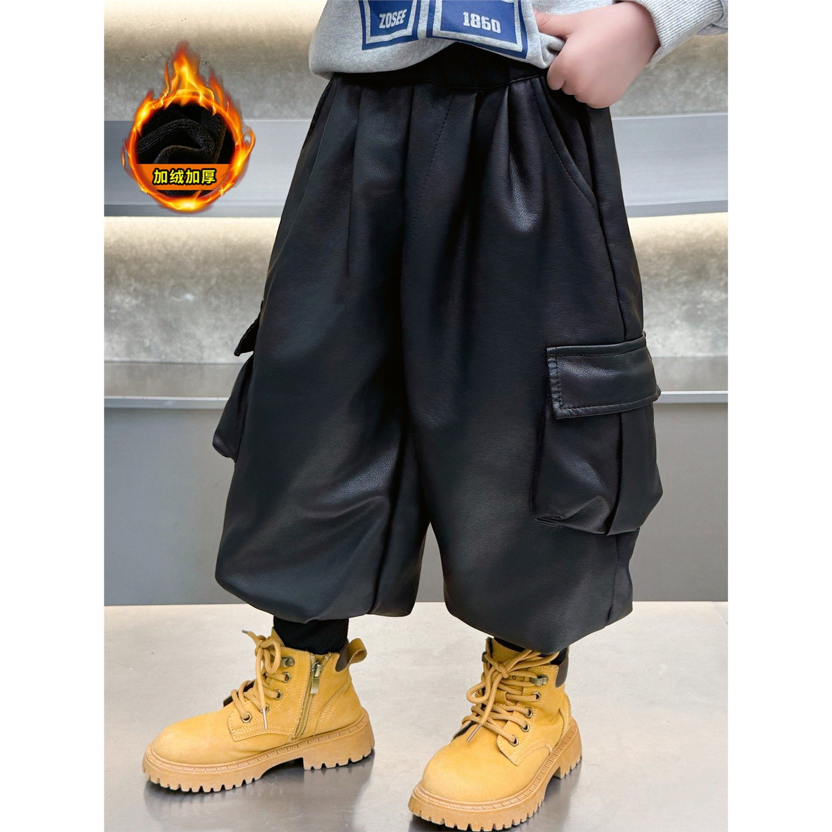 欧洲站男童加绒裤子一体绒2025新款冬季靴裤哈伦裤儿童灯笼裤皮裤,童装/婴儿装/亲子装,裤子,淘宝优惠券,粉丝福利购,淘宝优惠卷