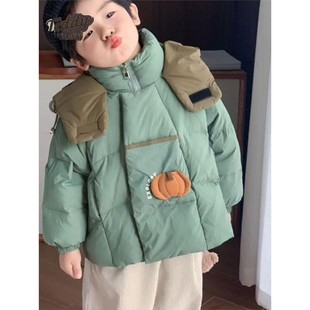 欧洲站男童冬装加厚羽绒棉服2025新款韩系痞帅卡通棉袄男宝洋气保