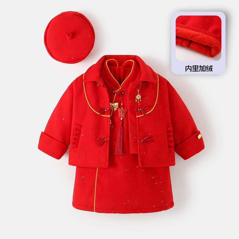 女童拜年服时尚千金风冬季新款洋气旗袍小香风汉服连衣裙保暖套装,童装/婴儿装/亲子装,套装,淘宝优惠券,粉丝福利购,淘宝优惠卷