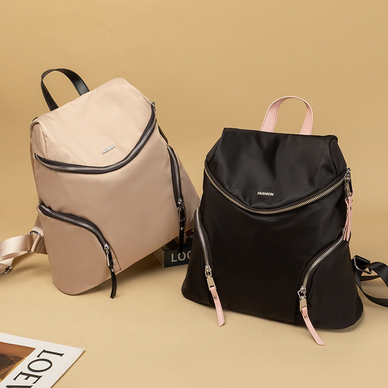 2026新款女包休闲纯色双肩包百搭牛津布软面背包简约女士旅行书包