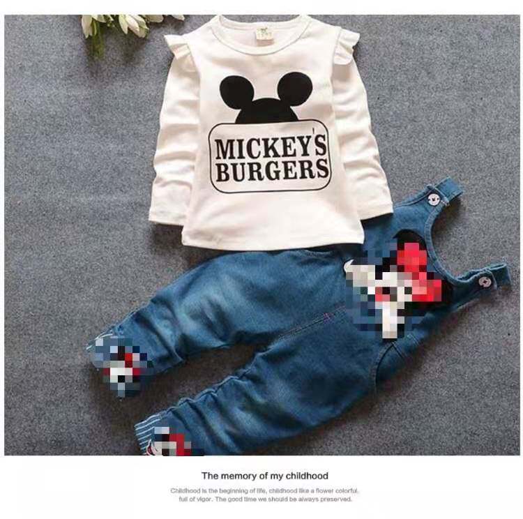 童装2026春装新款女童装儿童宝宝牛仔背带裤套装时尚宝宝宴会外贸