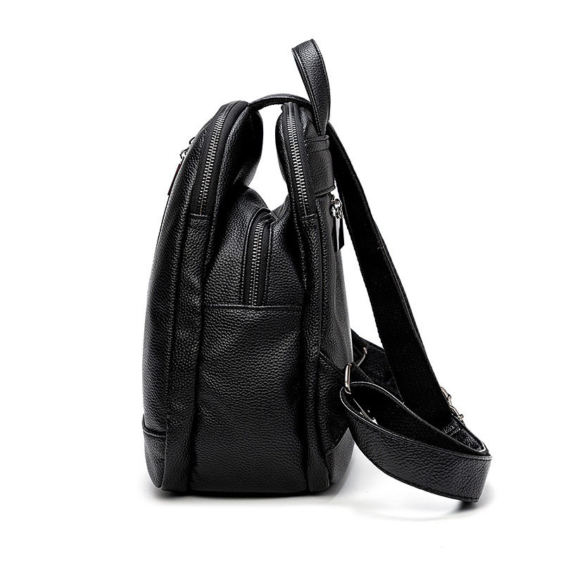 2026新款潮流双肩包百搭软皮女士背包大容量妈咪包简约纯色旅行包