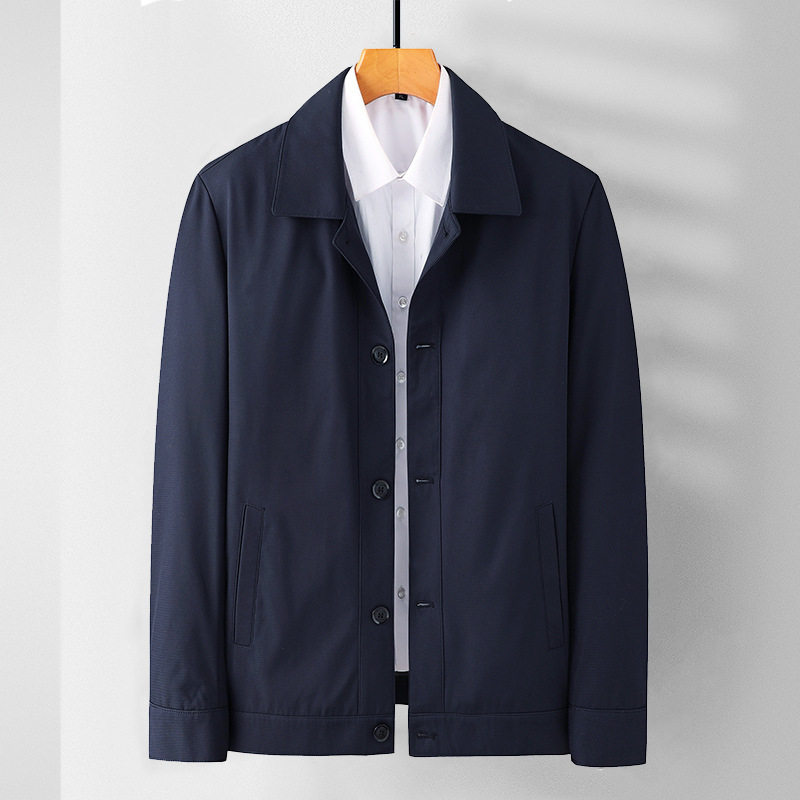 2026新款春秋中年男士外套薄款老年人翻领导夹克爸爸春秋衣服男装