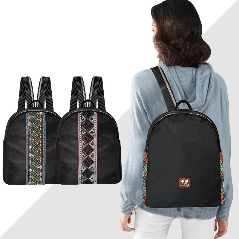 双肩包女背包2026新款刺绣潮牛津布绣花双肩包女士旅行小包妈妈包