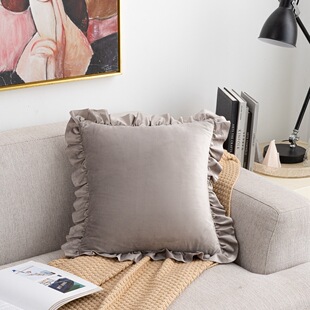 2026新款跨境新款亚马逊荷兰绒沙发靠靠枕汽车酒店荷叶花边抱枕套